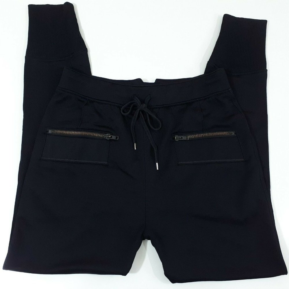 Zak Men's Black Drawstring Waist Zipper Pockets Slim Jogger Pants Size L